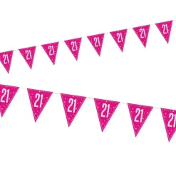 Vimpelguirlande - Pink Glitz Fødselsdag, 21 År