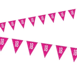 Vimpelguirlande - Pink Glitz Fødselsdag, 18 År