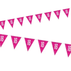 Vimpelguirlande - Pink Glitz Fødselsdag, 16 År
