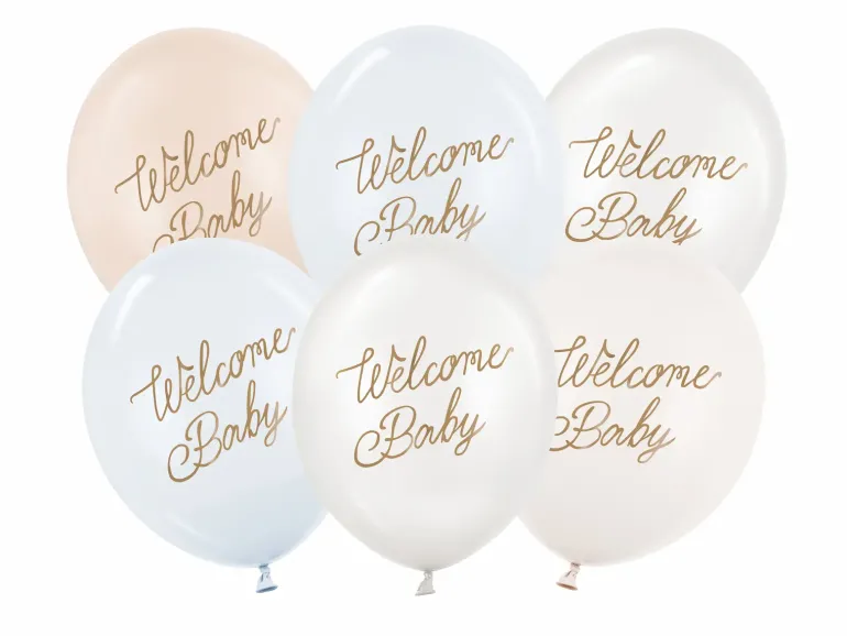 Welcome Baby Balloner Blåt mix, 6 stk.