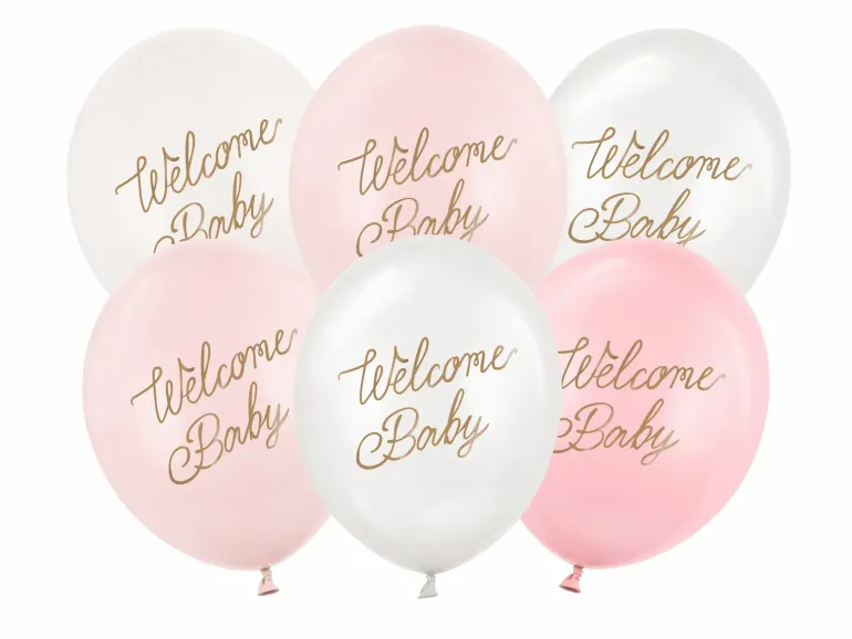 Welcome Baby Balloner Lyserødt mix, 6 stk.